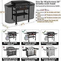 Vista 2 de Cubierta de parrilla para Blackstone de 28 pulgadas con capucha 5483 [2026 mejorada 800D resistente] Cubierta de parrilla plana impermeable