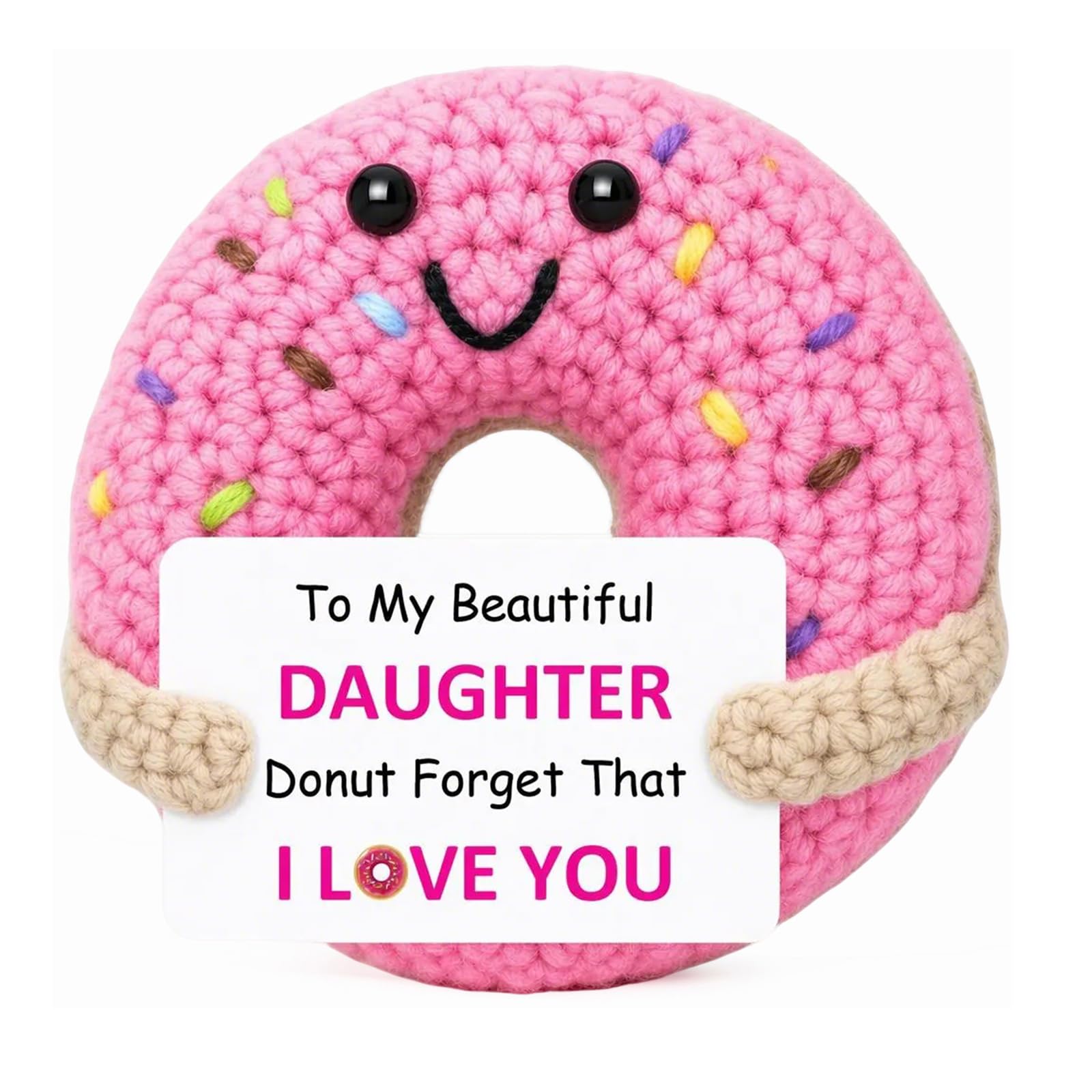 Daughter Gifts, Handmade Crochet Donut, Daughter Birthday Gifts, Christmas Birthday Gifts for Daughters, Present for Wedding Graduation Easter Valentines from Mum and Dad