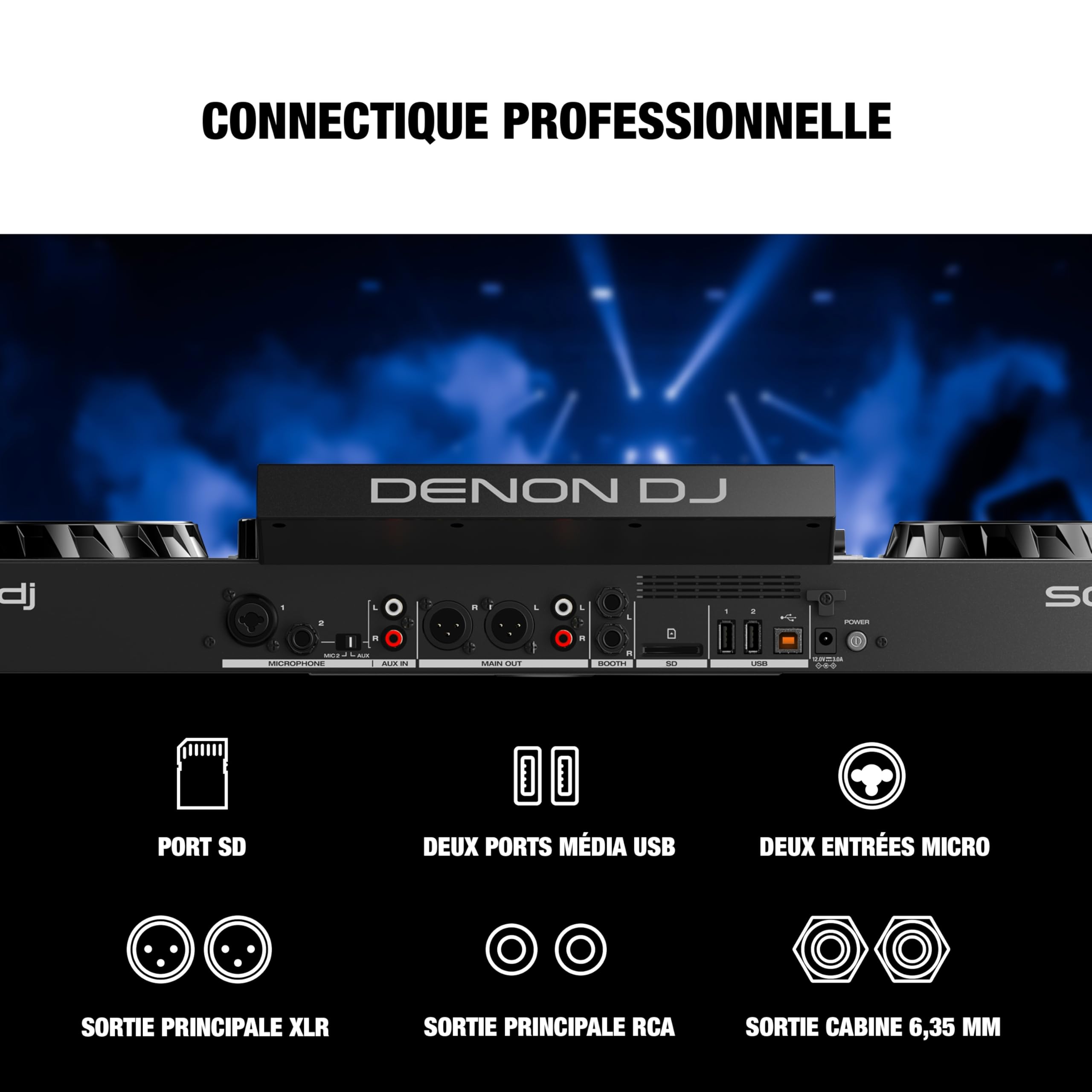 Denon DJ SC LIVE 4 contrôleur DJ autonome avec séparation Stems sur 4 platines, Wi-Fi, haut-parleurs intégrés, compatible Serato DJ et Virtual DJ