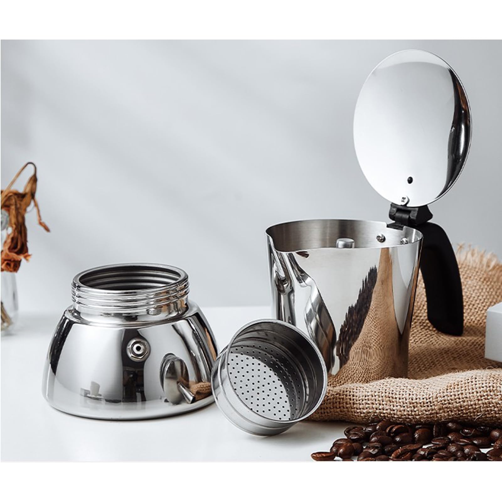 Comodo caffettiera italiana da 200 ml con piano cottura per caffè espresso con robusto acciaio inossidabile 304 per uso domestico