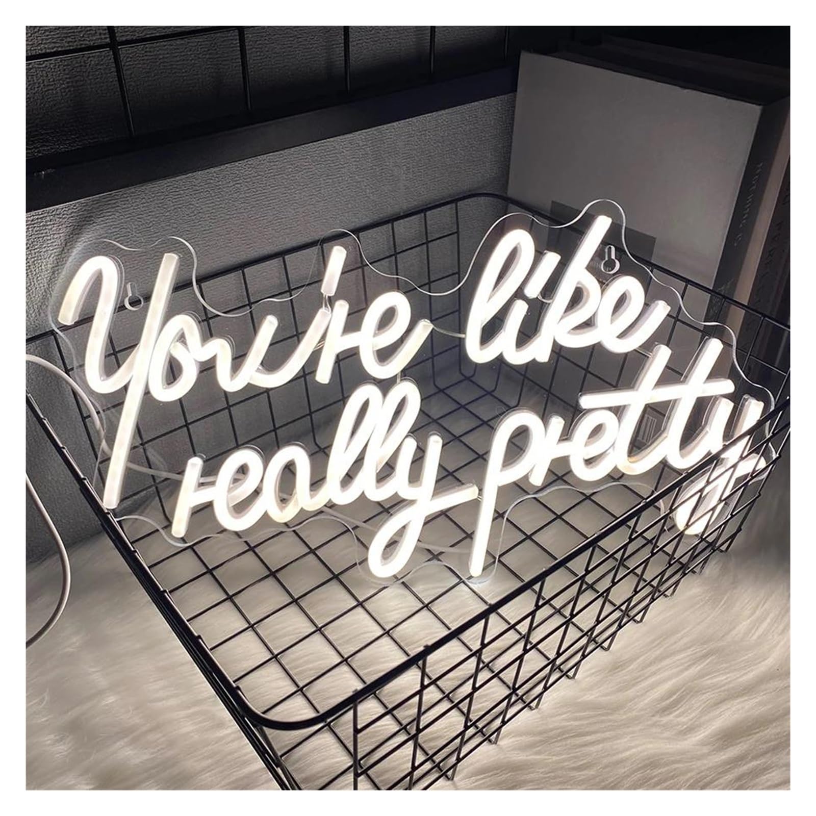 LEMST Sign Lamp You're Like Really Pretty Neon Sign Letters Light for Wedding Engagement Scene Birthday Party Salon Bedroom Wall Decor 42cmx22.5cm(B)