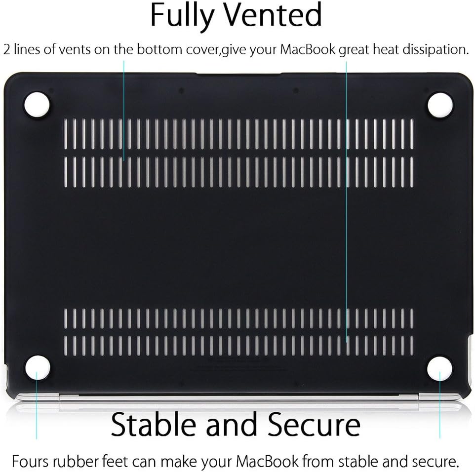 UESWILL Compatible with MacBook (Retina, 12-inch, 2015/2016/2017) Model: A1534, Smooth Soft Touch Matte Hard Shell Case Cover + Microfibre Cleaning Cloth, Black - Image 4