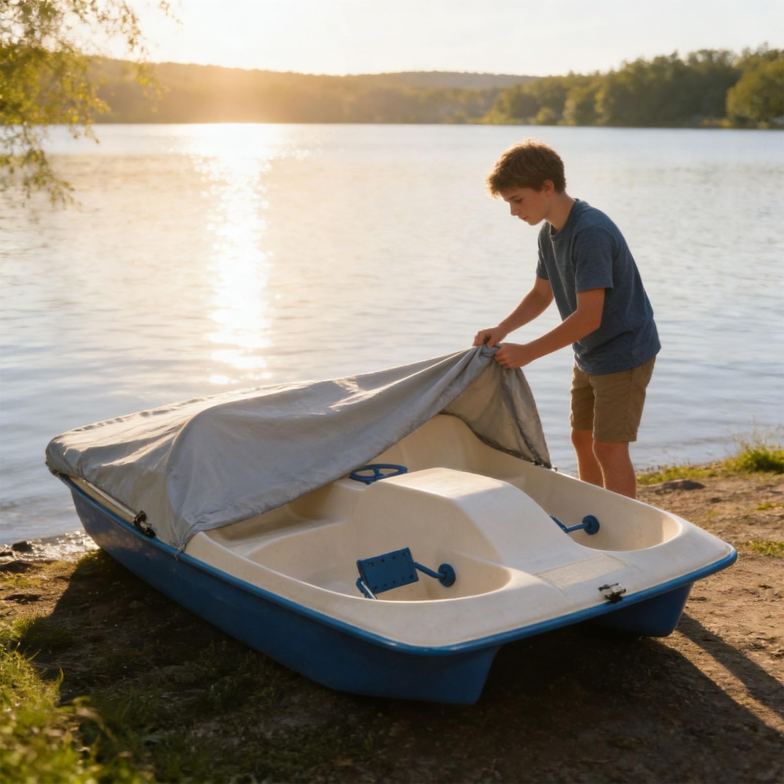 Pokrowiec Na Rower Wodny, Tkanina Oxford 420d, Wiatroodporna, Wodoodporna I Chroniąca Przed Słońcem, 286 X 200 Cm, Dla 3 Do 5 Osób (black)