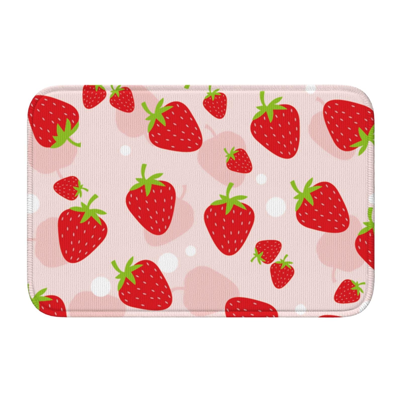 Amazon｜玄関マット いちご柄 苺柄 イチゴ柄 バスマット 屋外