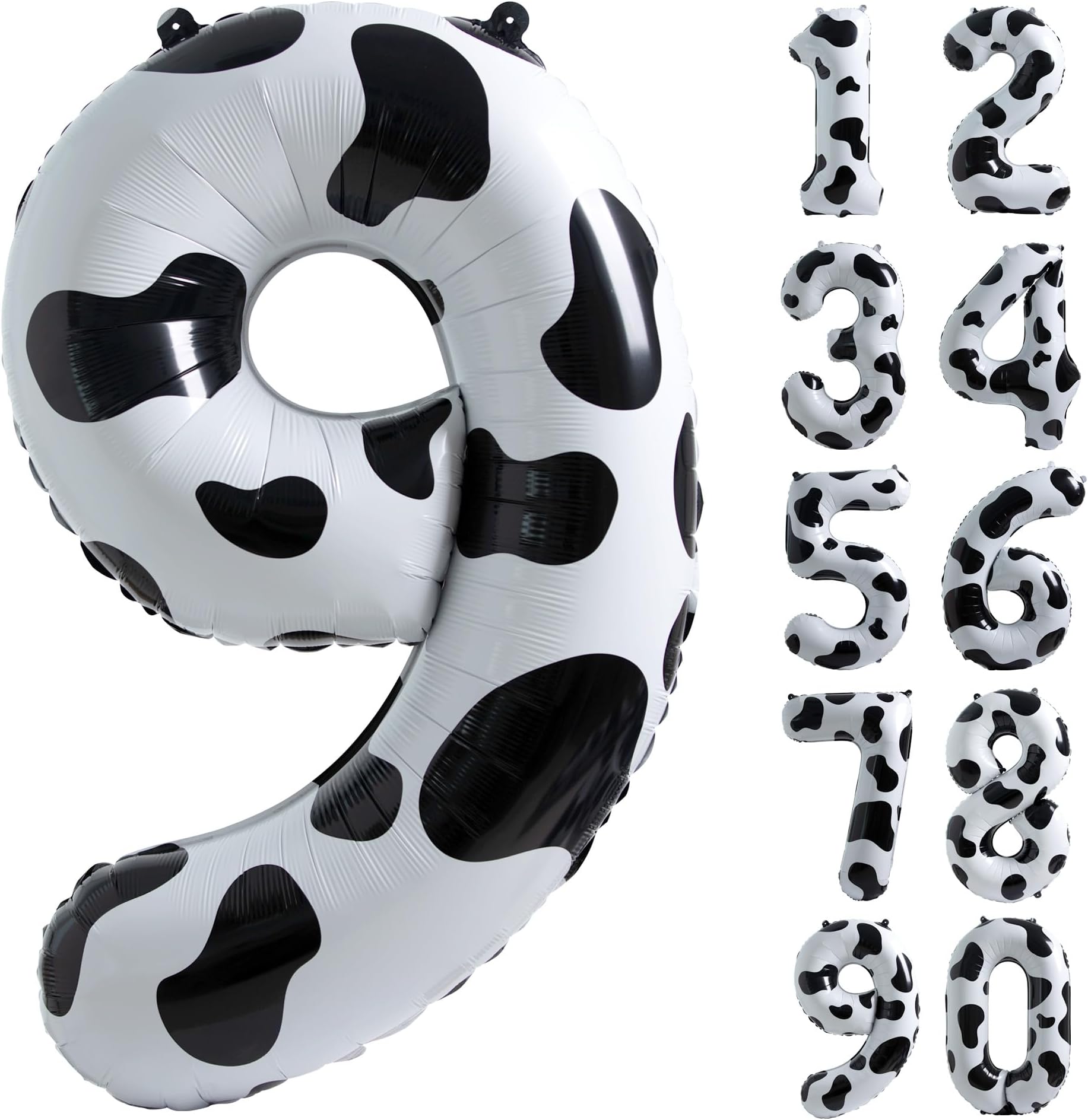 Giant Number Balloons 9 Cow Print Balloons 40 Inch Balloons Number 9 White Black Kids 9th Birthday Baby Shower Barn Farm Animal Theme Party Decorations Supplies Boy Girl Birthday Party Decorations