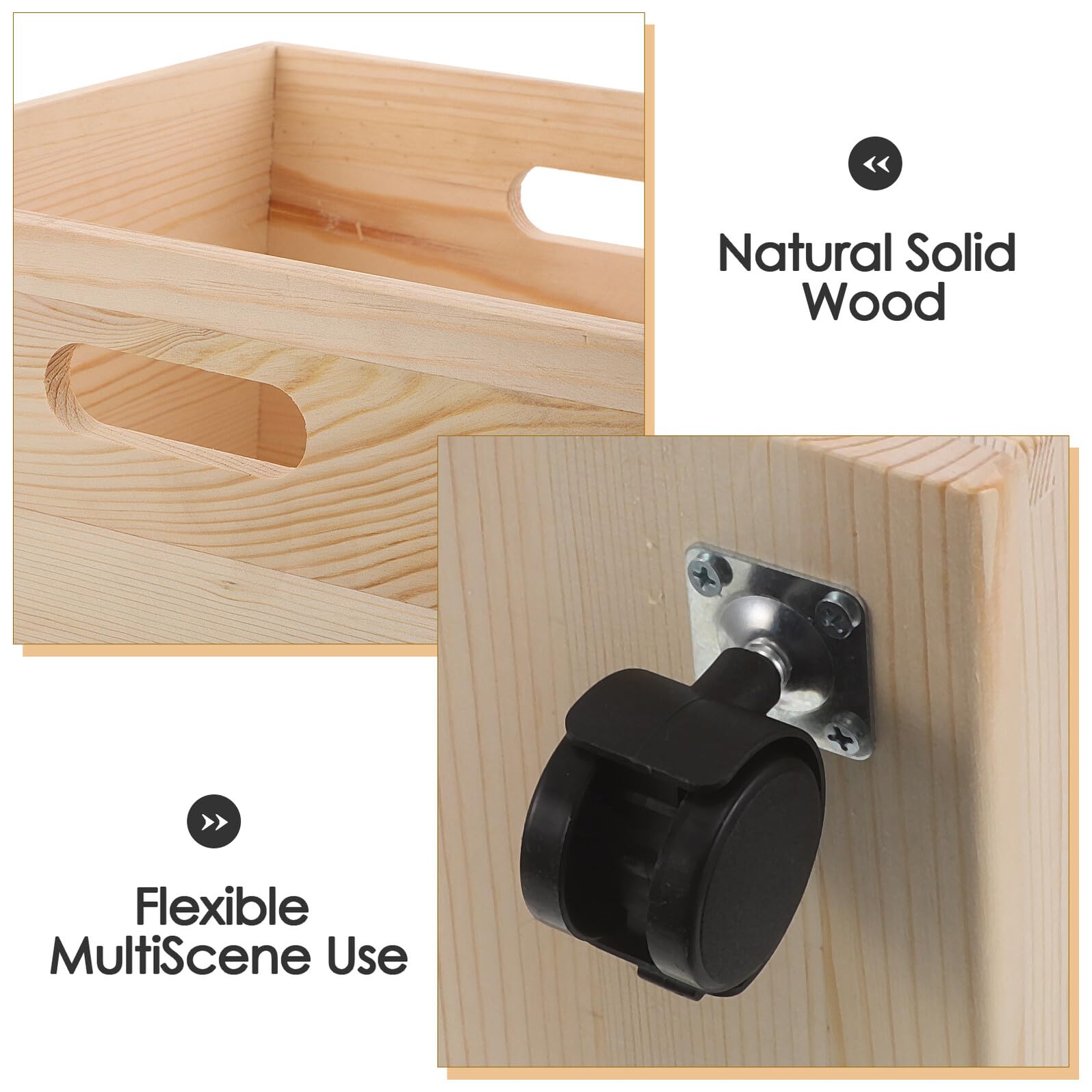 Cassa di Legno Quadrata con Ruote per Organizzazione Casa e Ufficio, Porta Vinili e Riviste con Struttura Robusta e Stile Rustico Beige per Soggiorno