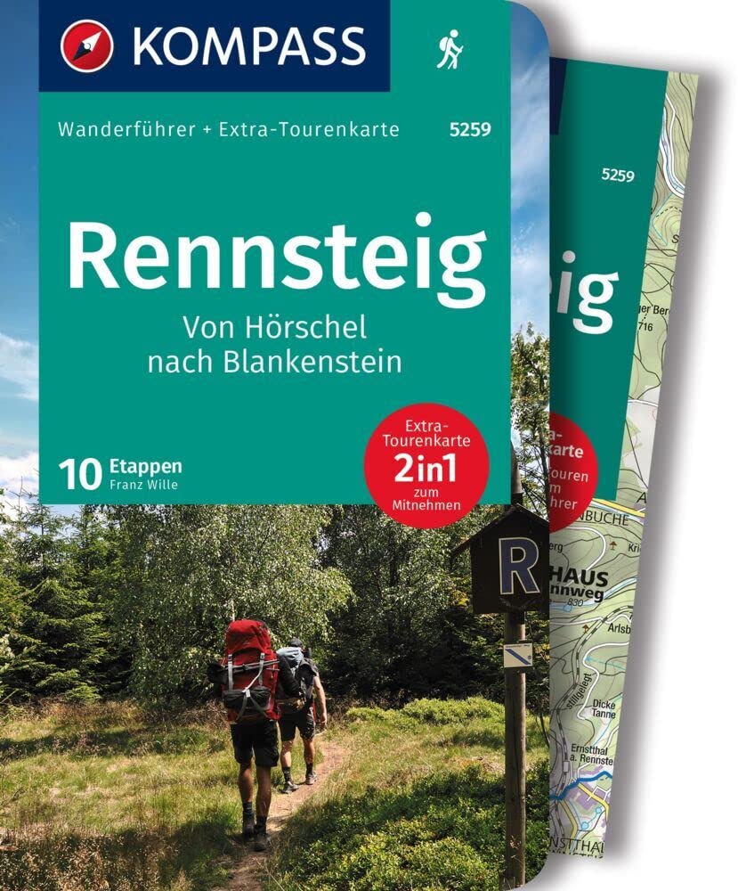 KOMPASS Wanderführer Rennsteig, 10 Etappen mit Extra-Tourenkarte: GPS-Daten zum Download