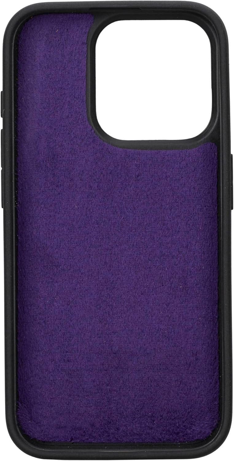 HARDISTON Genuine Leather Custom Wallet Case Compatible with iPhone 15 Pro - MagSafe Compatible - Pro Detachable Magnetic Flip Cover with Card Holders - Horizontal Kickstand (Purple)