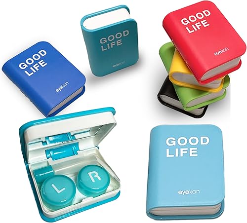 Kit de estuche para lentes de contacto, lindo libro de color Fox estuche para lentes de contacto con herramienta de extracción, kit de