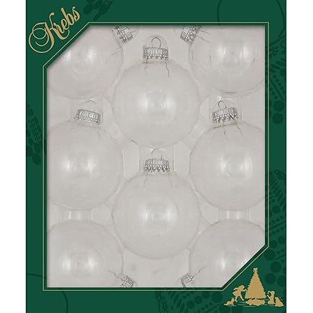Frost 2 5/8" (67mm) Glass Ball with Silver Crown Caps (8) (Clear with Silver Caps, 2 5/8 inch (67mm))