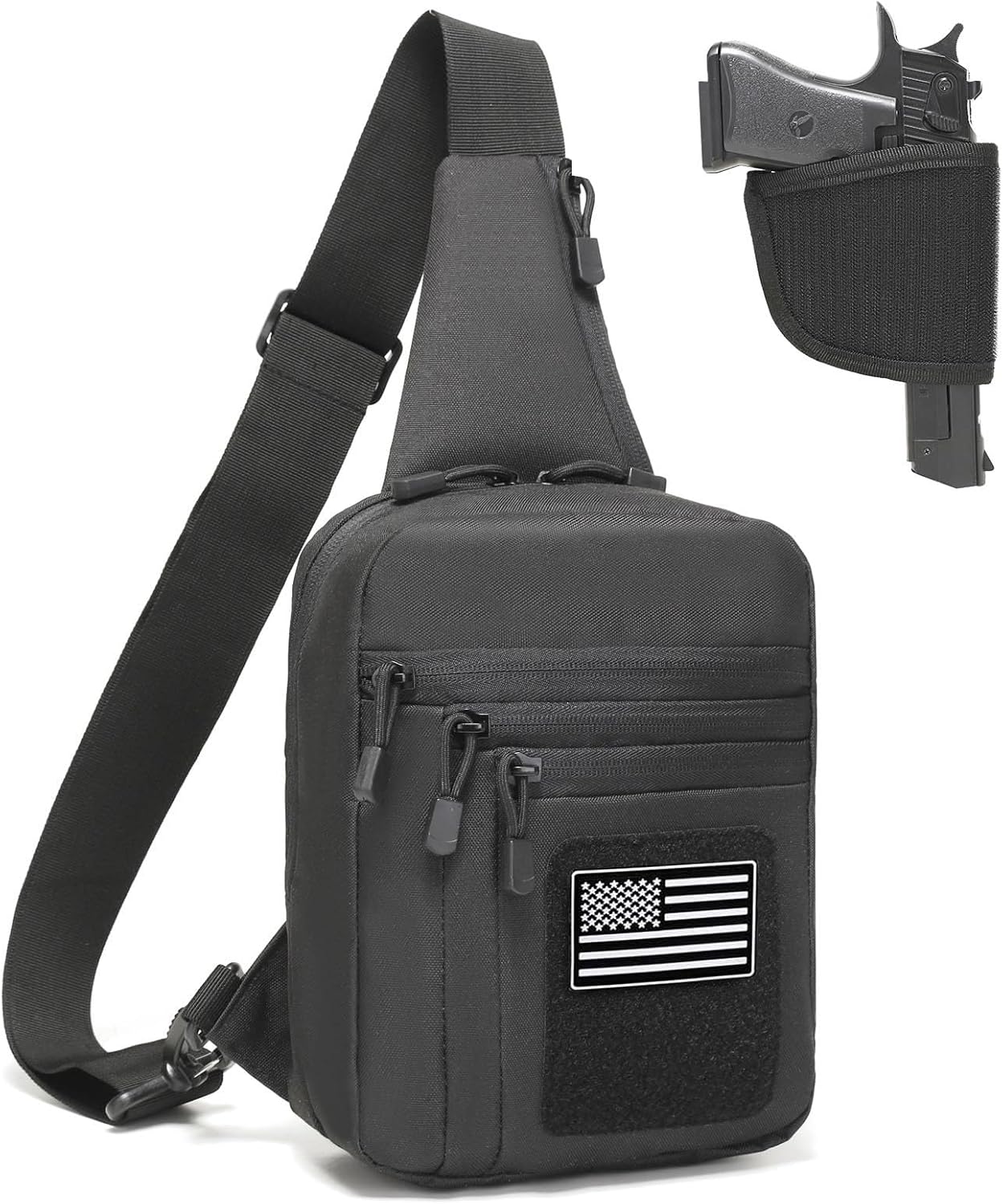 CCW Sling Bag for Men & Women, Concealed Carry Chest Gun Bag, EDC Shoulder Crossbody Bag with Holster of Pistol