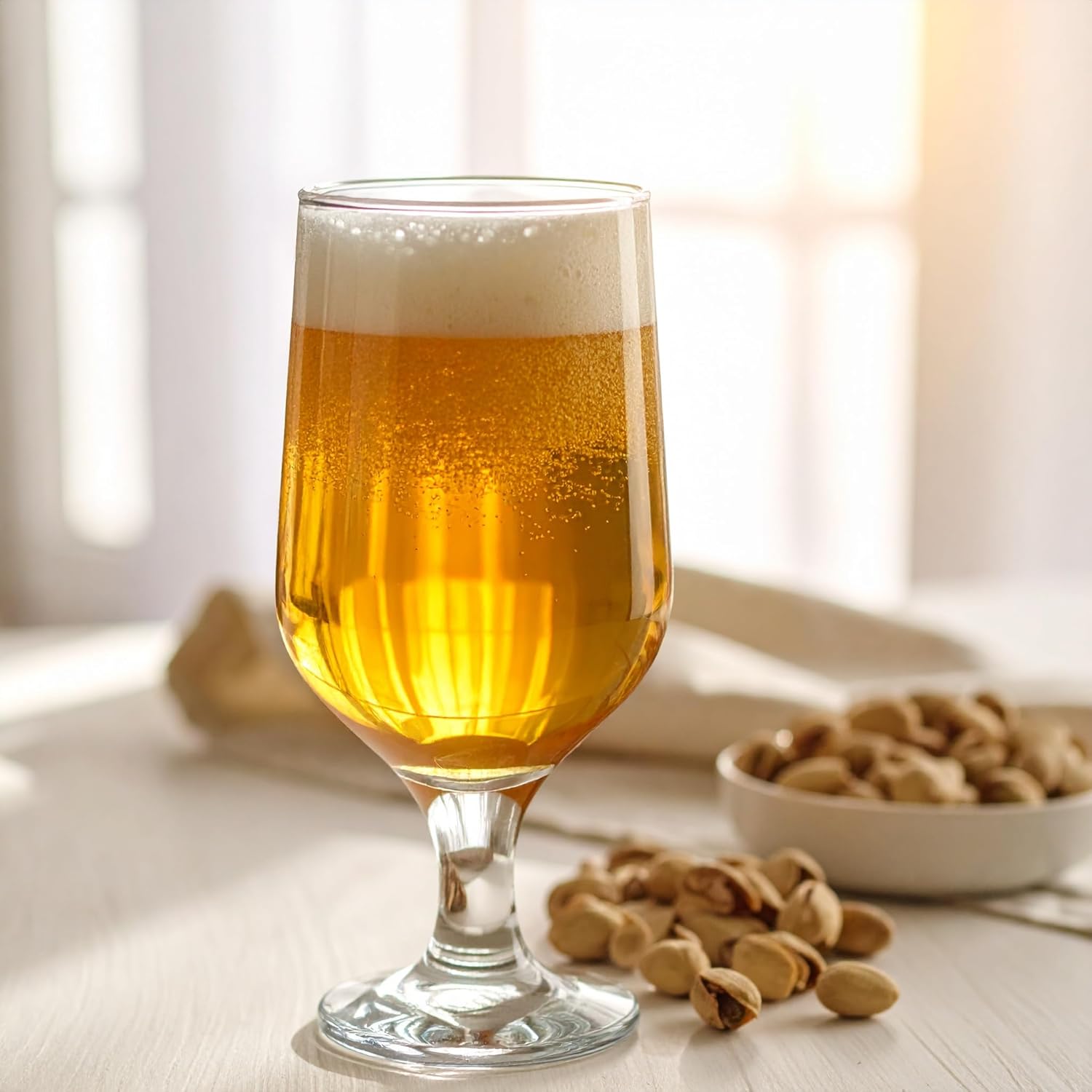 Beer Glasses with Stem Beer Glass Set of 4 Cocktail Glasses 360 ml Transparent Dishwasher Safe