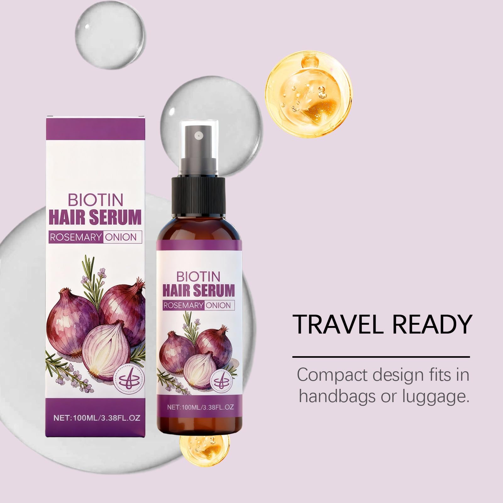 XINRAN Cipolla rosmarino, olio per capelli, cipolla biotina, olio di rosmarino, siero per la crescita dei capelli, addensare a secco, facile da non grasso, lavare liberamente spray per la cura del