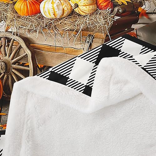 Miniatura 4 de Manfei Manta con temática de cosecha de otoño para sofá, calabaza, girasol, arce, manta de cama para niños y niñas, manta de forro polar suave y