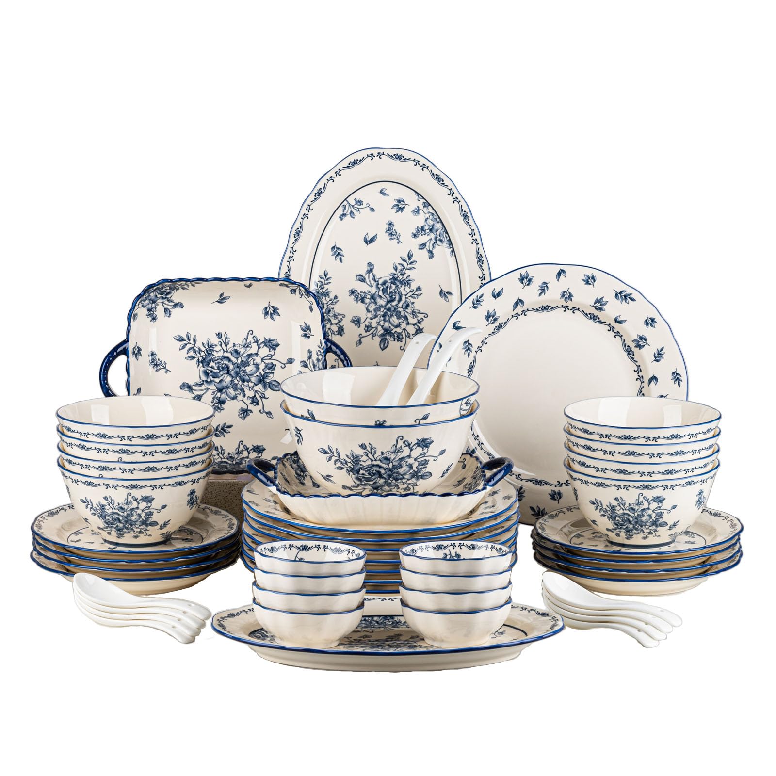 Ceramic Dinnerware Set, Series Kavara Ⅱ, (Vintage Cobalt Blue)