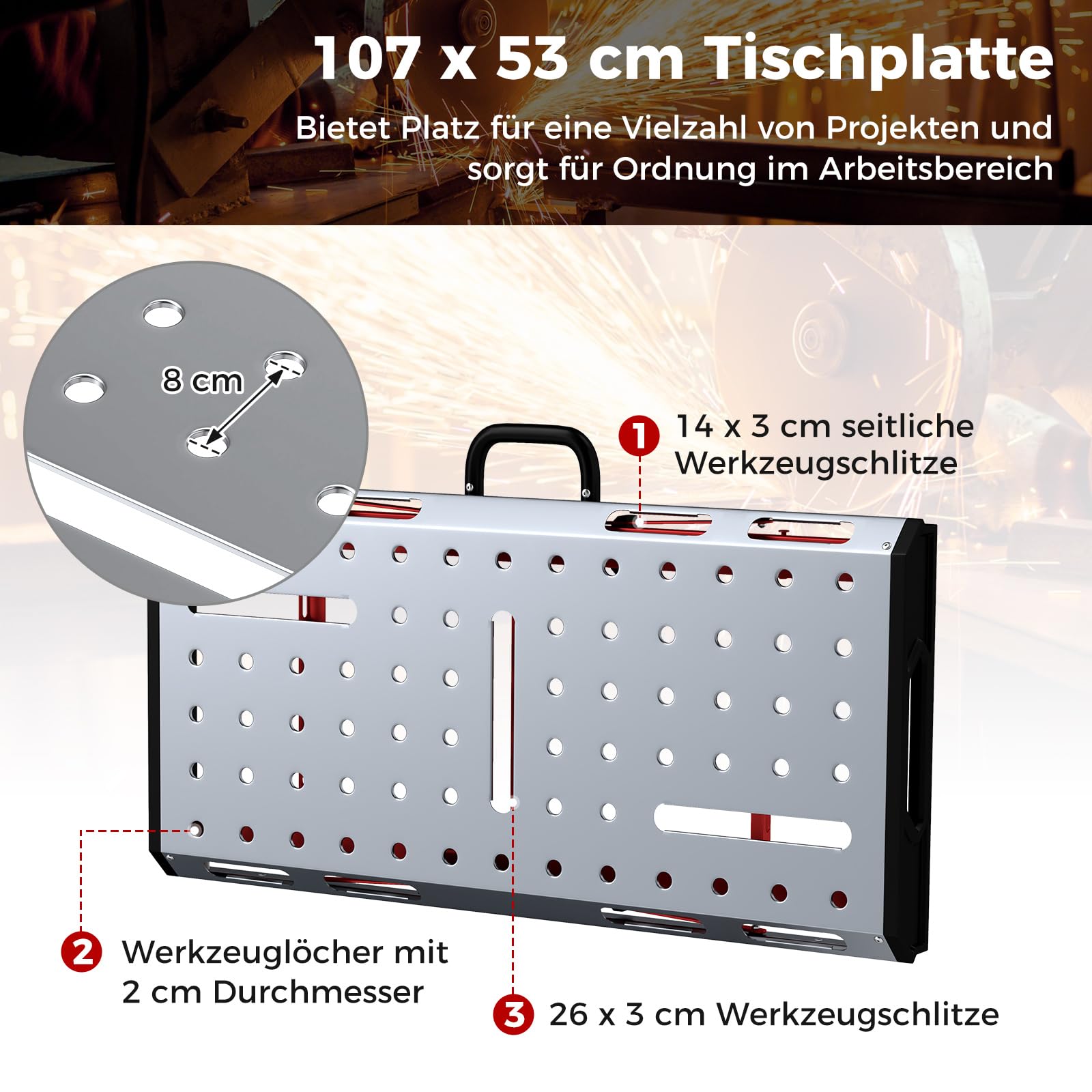 Werkbank met Een Draagkracht van 150 Kg, Verstelbaar en Inklapbaar - Ideale Werktafel Werkbank met Een Draagkracht van 150 Kg, Verstelbaar en Inklapbaar - Ideale Werktafel