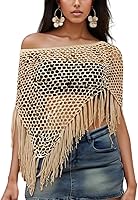 Argeousgor Women's Sheer Knit Poncho Top - Lightweight Crochet Shrug Bolero, Mesh Batwing Sleeve Beach Cover Up