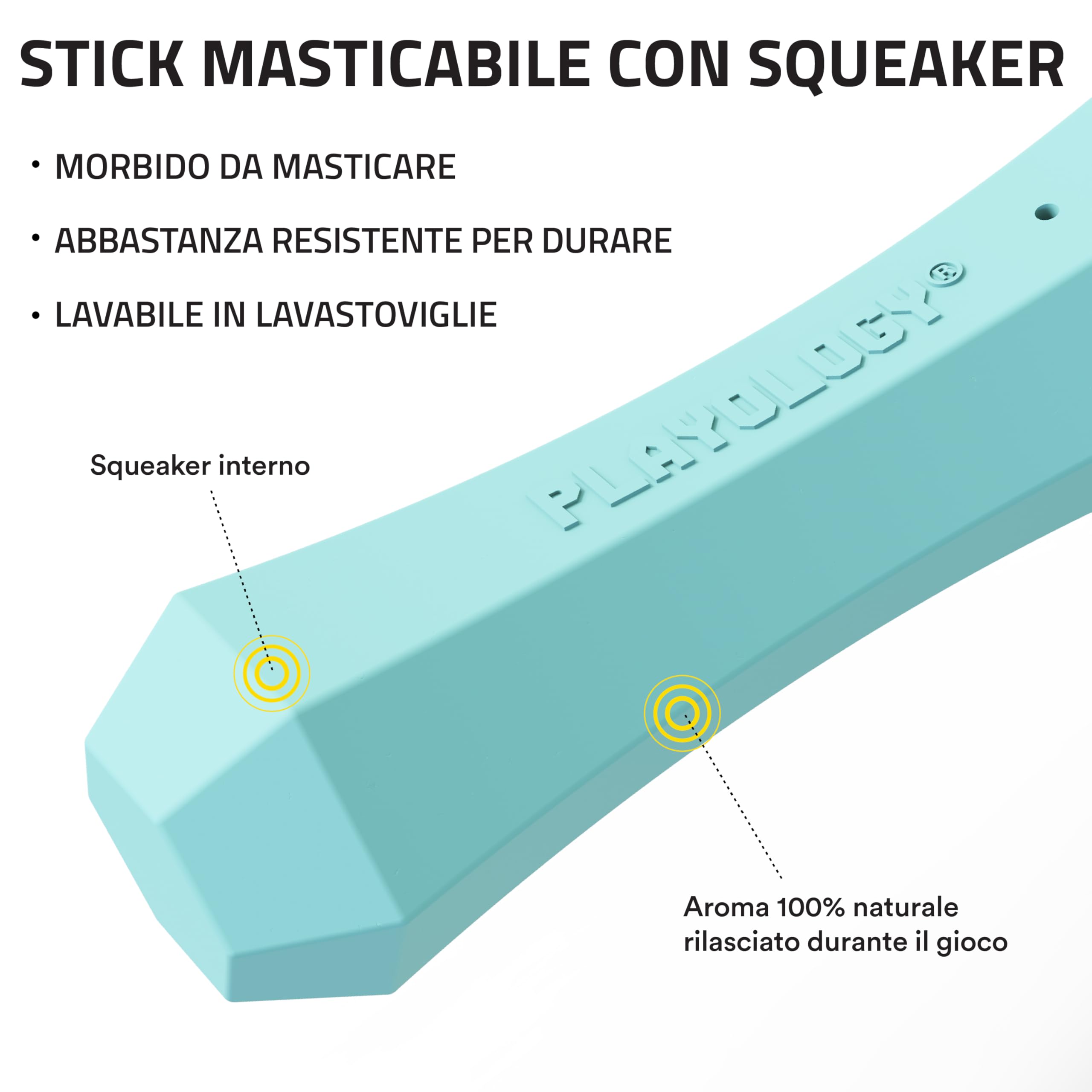 Playology Giocattoli per cani Bastoncino da masticare resistente e che squittisce per cani | Giocattolo gigante profumato al burro di arachidi - Facile da pulire e realizzato con materiali atossici