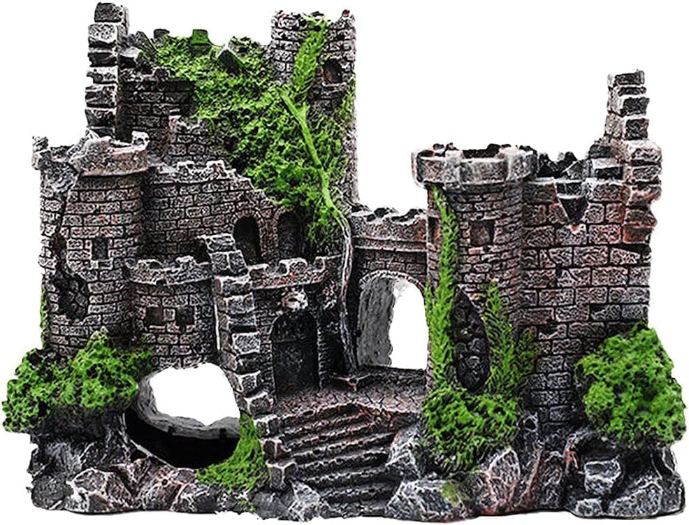Kizzy Pets Aquarium Decoration Resin Castle - Fish Tank Supplies Accessories, Eco-Friendly Fish Tank Aquarium Ornament for Natural Looking (L-7 W-2.3 H-5)