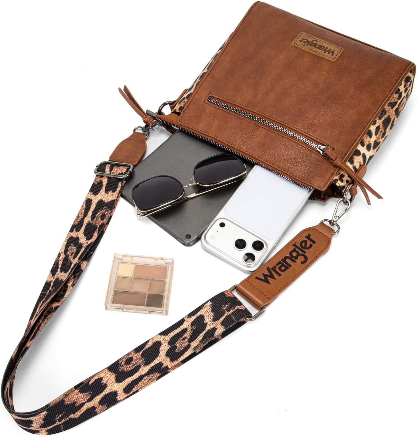 Wrangler Aztec Crossbody Purse Medium Shoulder Bags for Women Western Handbag with Guitar Strap