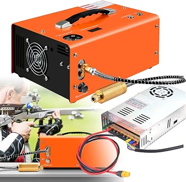 PCP Air Compressor, Auto Shutoff, Portable 4500 Psi/30Mpa for Paintball/PCP Air Rifle/Scuba Tank, Equipped with 110V/220VAC or 12V Car DC for Home Use