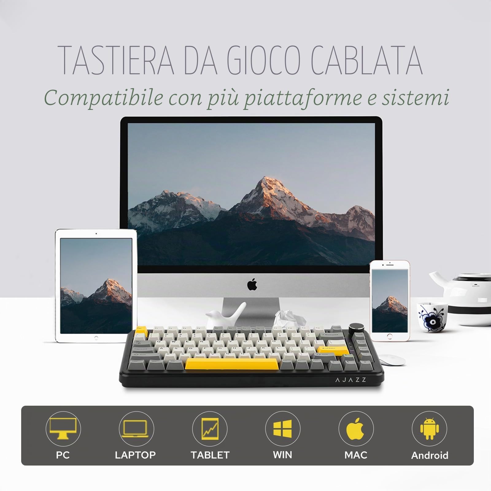 MechLands AK820 MAX HE - Tastiera magnetica per gaming con effetto Hall, funzionamento regolabile, 8 KHz Polling Rate, Wired Rapid Fast Keyboard, guarnizione color crema, RGB, NKRO per Win/Mac (nero)