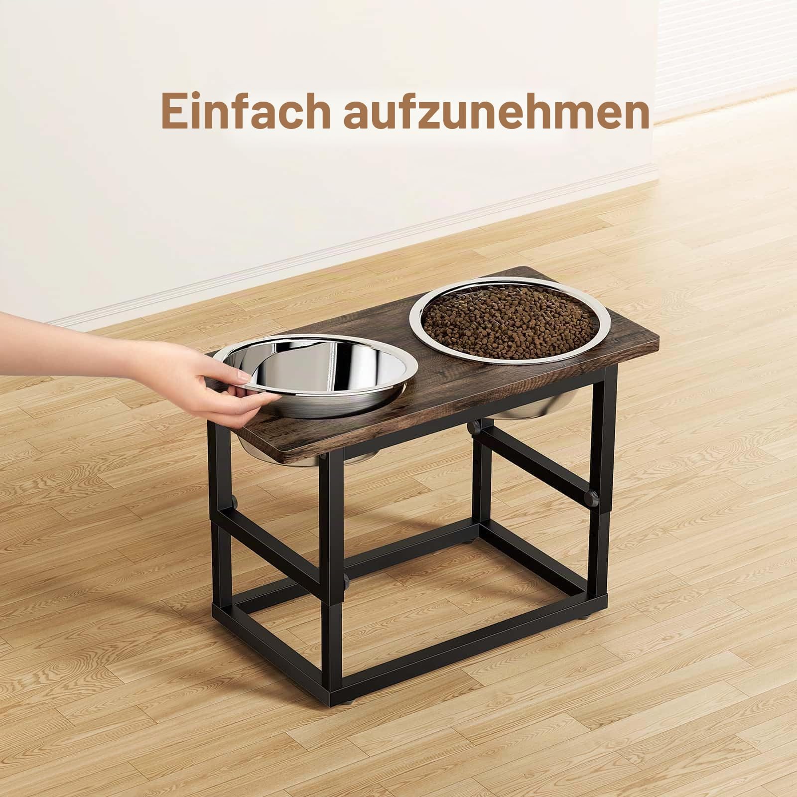 Zarler Erhöhte Hundennäpfe für Große Hunde, 5 einstellbare Höhen von 8.2'' - 17.3'', 2 Edelstahlnäpfe, 8.2'',11.8'',13.7'',15.7'',17.3'' Futterstation Hund für Großrassenhunde