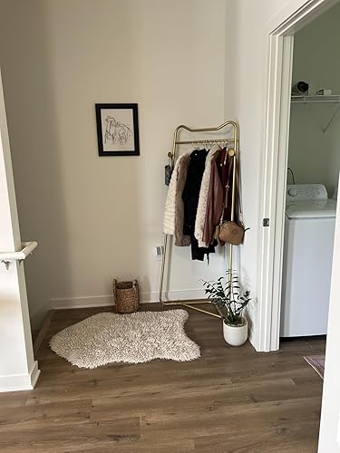 Miniatura 10 de Perchero de doble polo independiente, moderno perchero de metal con 5 ganchos y base de mármol natural, para dormitorio, oficina, pasillo, entrada,