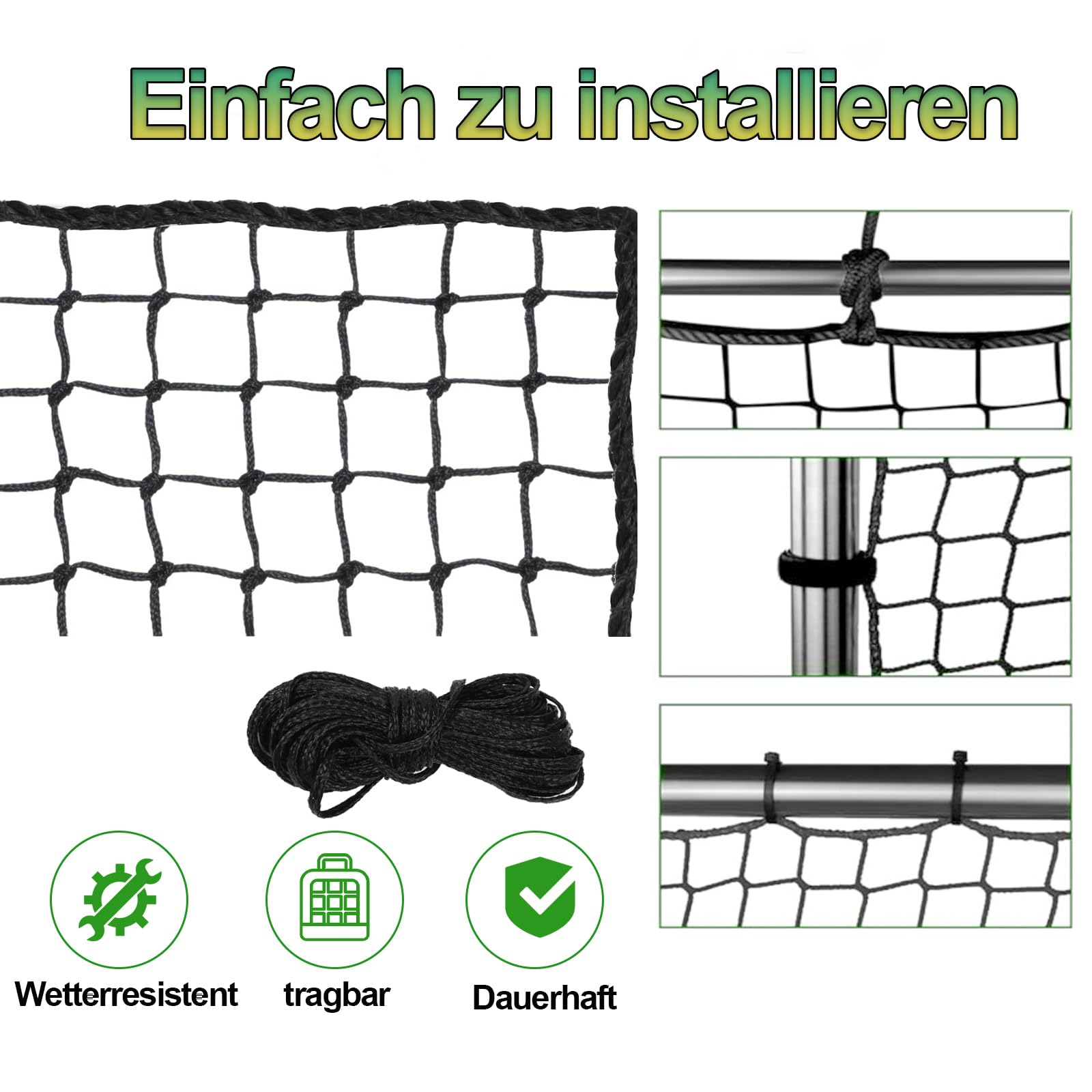 Golfnetz, Golf-Übungsnetz (nur Netz), 3 x 6 m,Robustes Nylon-Schlagnetz für Golf, Baseball, Hockey