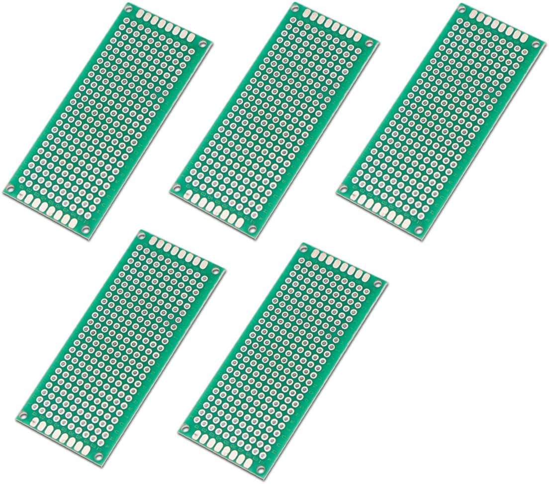 Electronic Spices 5 Pcs (3x7 cm) Universal PCB Board Double sided Prototype in Green Color Printed Circuit Board For DIY Soldering and Electronic Project