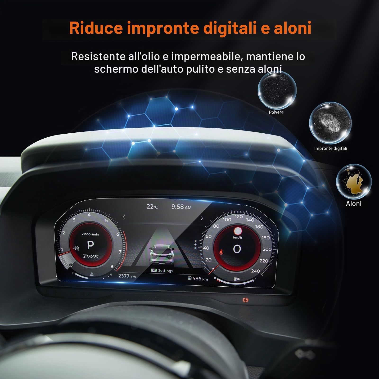 Compatibile con 2022 2023 2024 2025 2026 Nissan Qashqai J12 & Nissan X-Trail T33 Instrument Pellicola Protettiva, 12,3" TFT Digital Instrument Protezione Schermo in Vetro Temperato 9H Antigraffio
