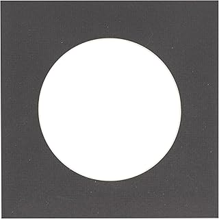 10x10 Mat Bevel Cut for 6x6 Photos - Precut Textured Black Circle Shaped Photo Mat Board Opening - Acid Free Matte to Protect Your Pictures - Bevel Cut for Family Photos, Pack of 1 Matboard