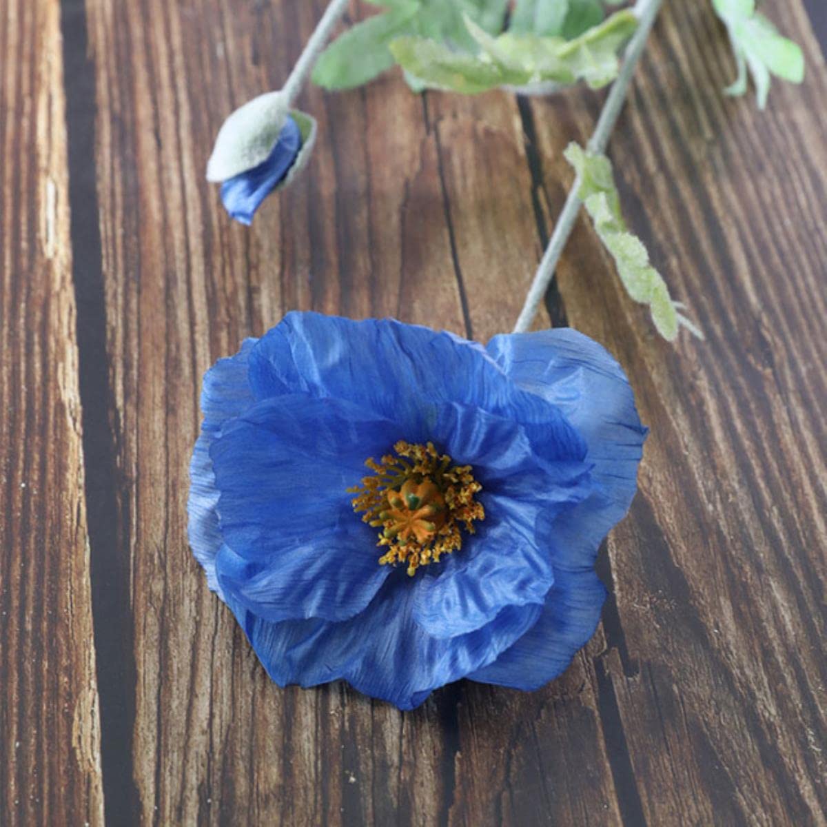 NARENDRA 70cm Spring 2 Heads Poppy Artificial Flowers DIY Wedding Christmas Party Home Decoration Silk Flower Wall Materials-Dark Blue 1PCS