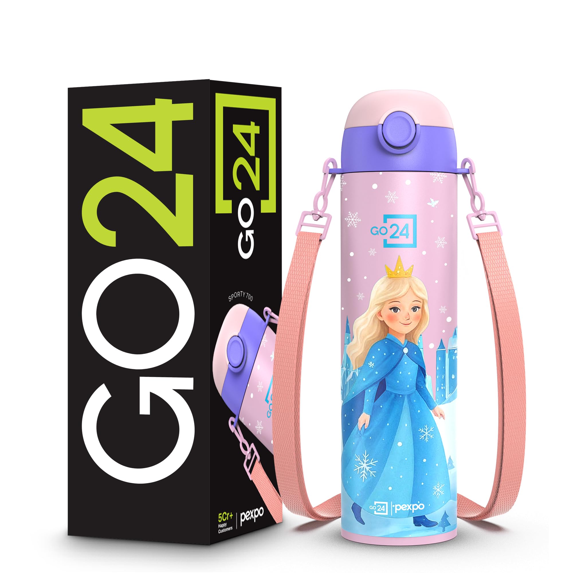 Go24 pexpo Stainless Steel bottle for kids girls Sporty Pink - Frozen Doll
