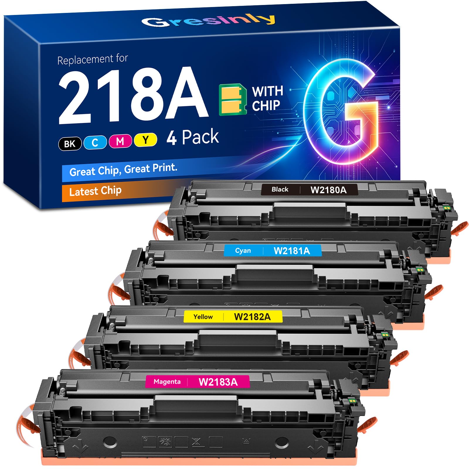 GRESINLY Compatible 218A Toner Cartridge 4 Pack For Hp 218A W2180A | Compatible for HP Co…