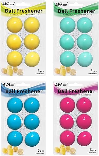 AVA Prime 4 bolas desodorizadoras para zapatos, 3 pares neutralizantes de olor y refrescantes, zapatos, bolsa de gimnasio y casilleroolor a limón