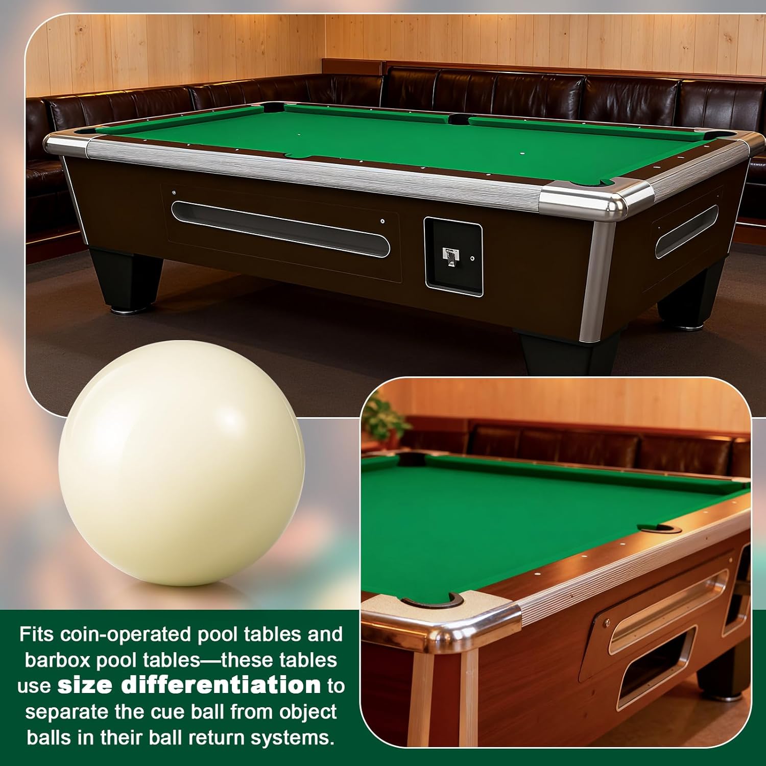 Soulchen Oversized Cue Ball 2 3/8" Training Ball Suitable for Billiard Pool Table for Coin-op and Barbox Tables