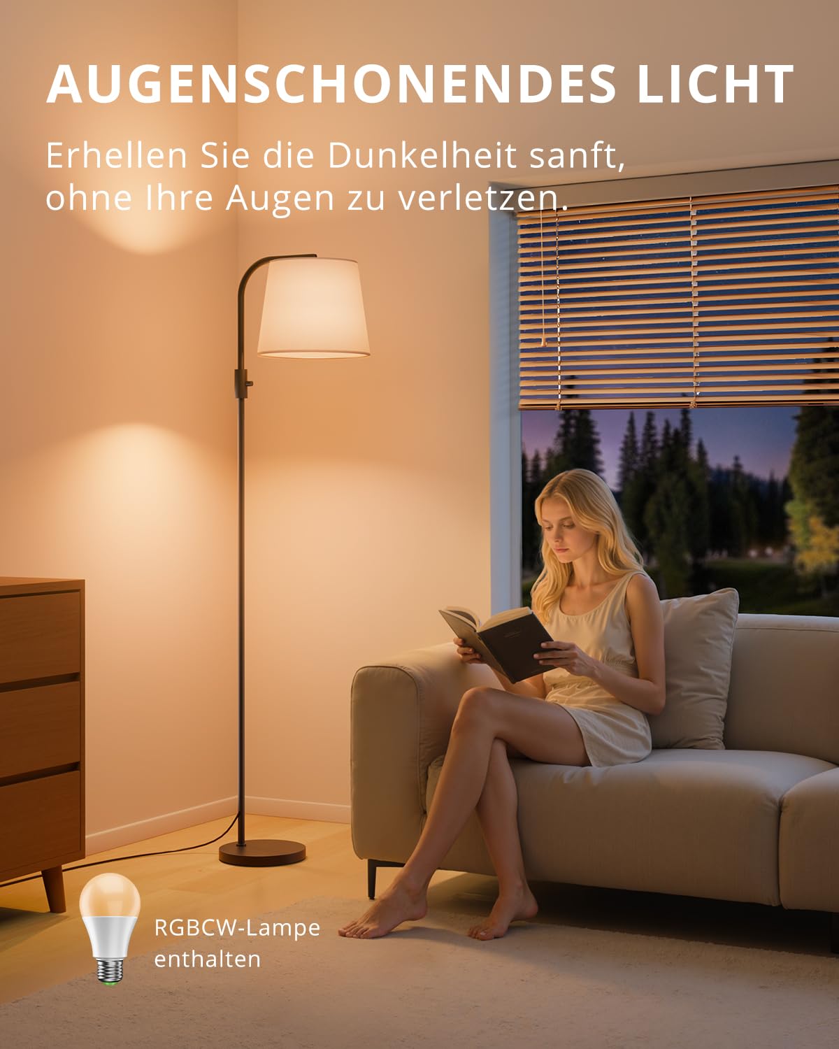 LED Bogen-Stehlampe für Wohnzimmer, 165 cm, mit magnetischer Fernbedienung, RGB-Farbwechsel, stufenlos dimmbar, 1600 K Amber & 4000 K Neutralweiß, 10 W 1200 lm, 350° schwenkbarer Leinenschirm