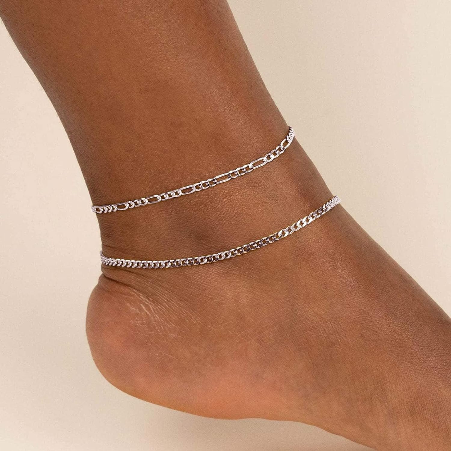 ChicSilver 925 Sterling Silver Anklet Jewelry Set for Women, Simple Dainty Ankle Bracelet for Beach Party(with Gift Box)