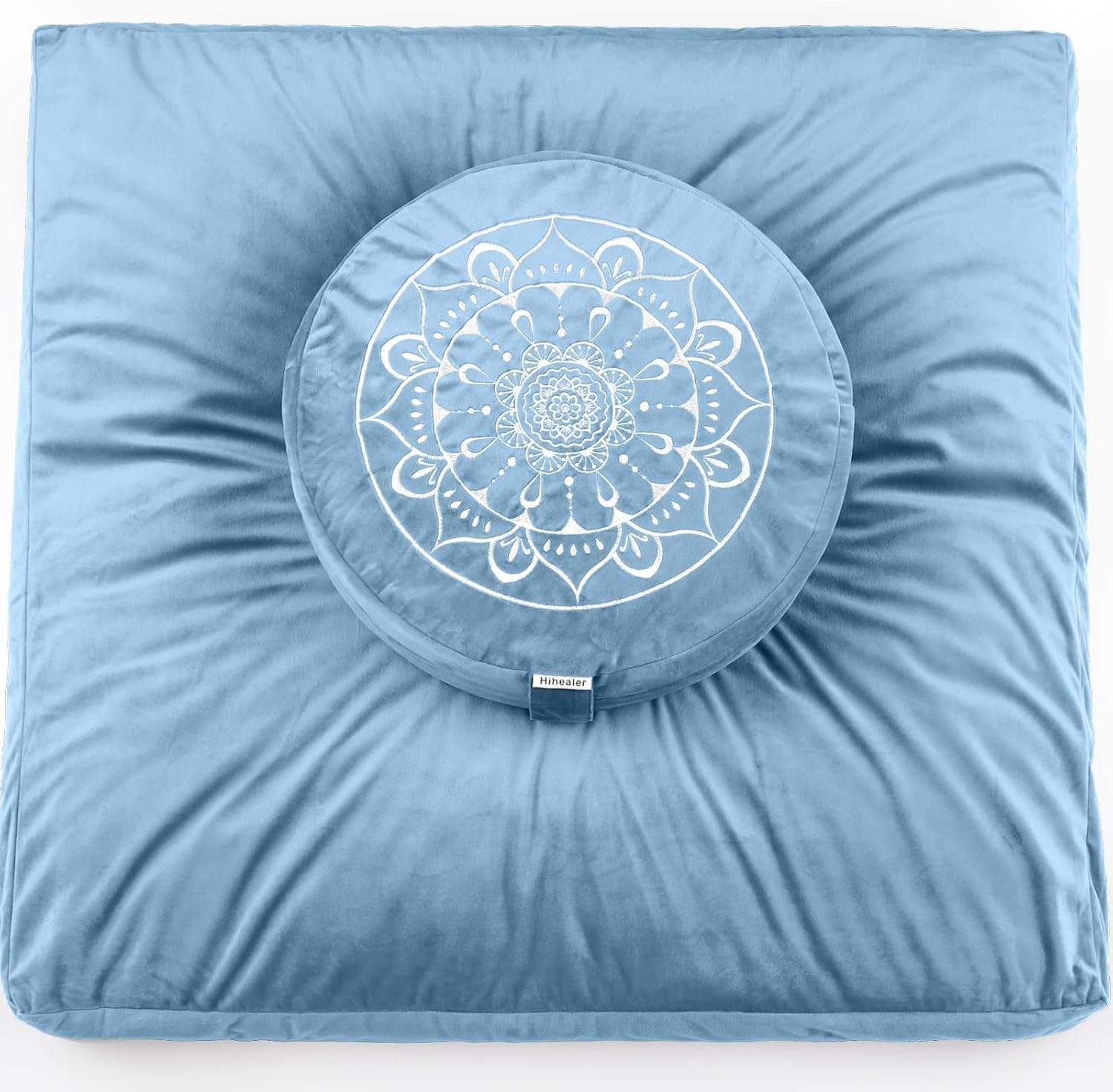 Hihealer Large Meditation Cushion and Zabuton Mat Set Meditation Pillow and Zafu Mat for Men and Women (Blue) — image 1