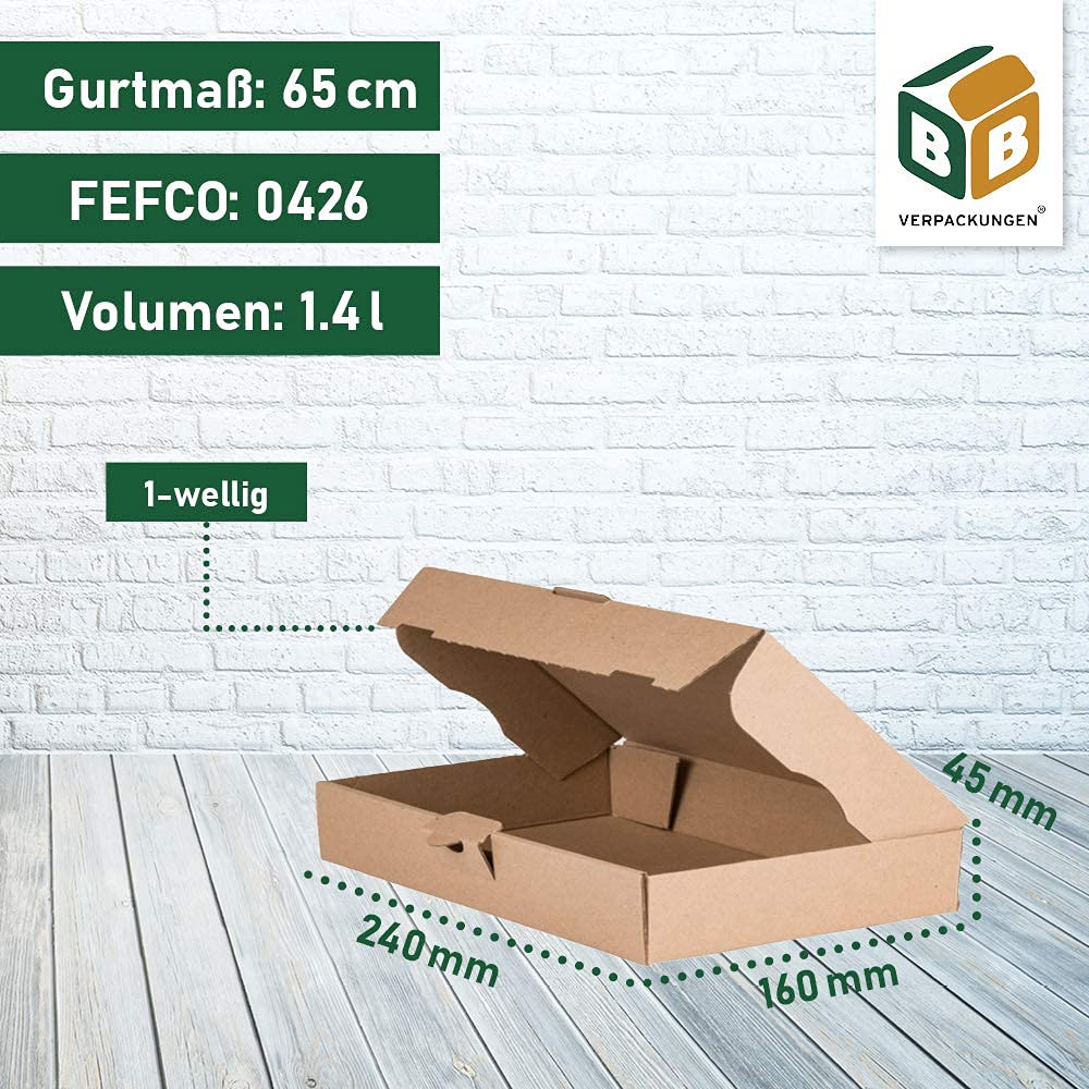 BB-Verpackungen 200x Maxibriefkartons 240 x 160 x 45 mm braun DIN A5 bis 15 kg belastbar (200 Stück) | kompakt, robust & schnell aufzubauen