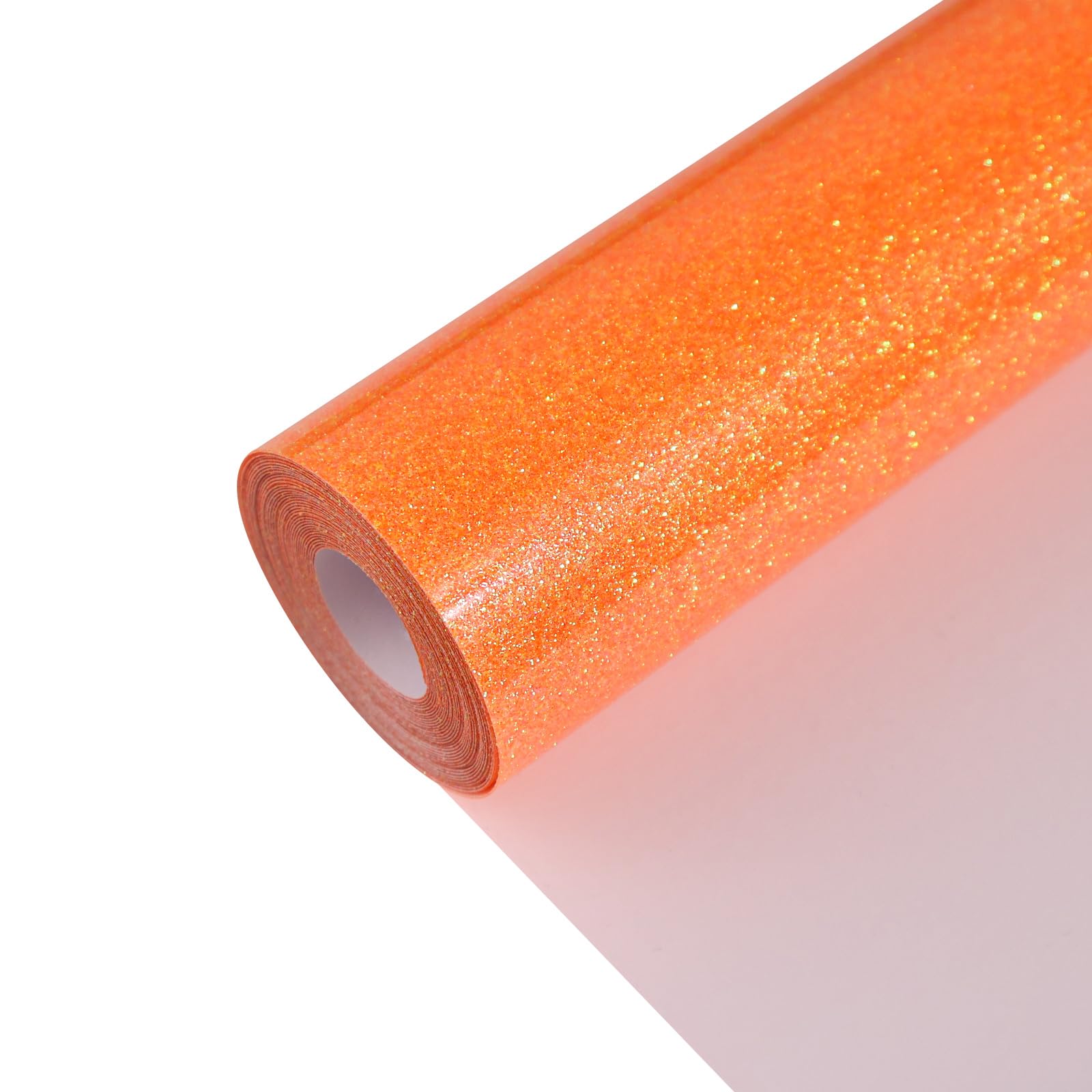 Neon Orange Glitter Heat Transfer Vinyl 12" x 15 ft HTV for Shirts, Glitter HTV for All Cutter Machine - Easy to Cut &amp; Weed for Heat Vinyl Design