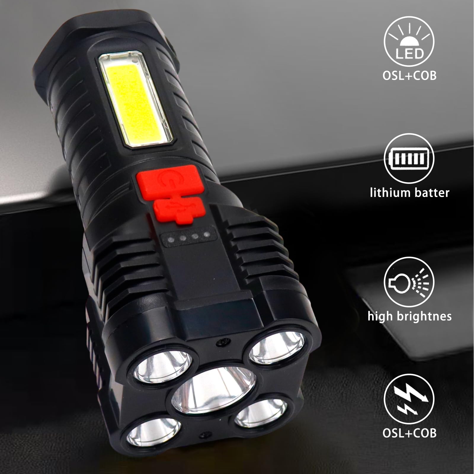 Lampe de poche tactique LED EDC 1500LM, Rechargeable par USB-C de poche