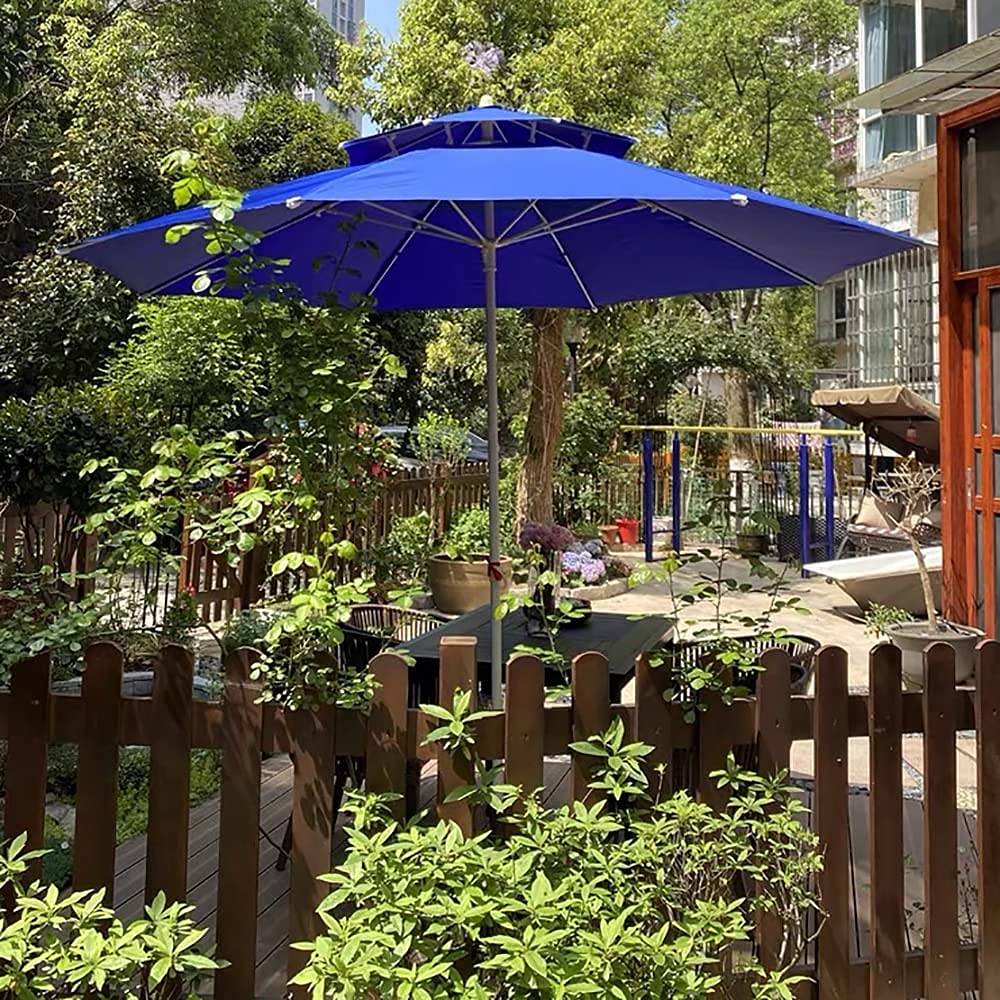 Double-top Parasol Umbrella Outdoor, Garden Parasol 2.5m Tiltable Parasol, Round Shape, UV Protection,Waterproof Oxford Cloth, For Beach/pavilion/balcony/terrace/market, Without Base