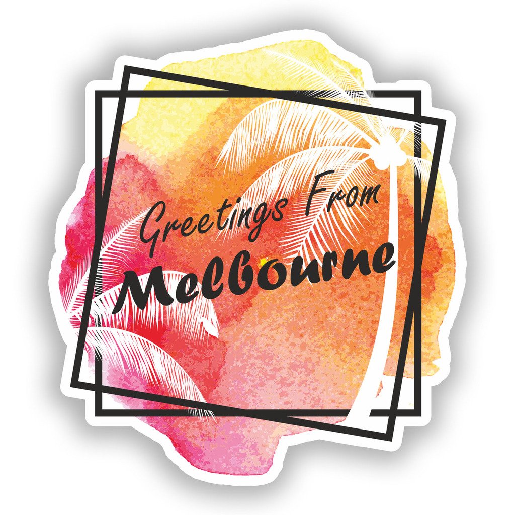 Destinationvinyl Multi 2 X 10Cm/100Mm Greetings From Melbourne Vinyl Stickers Travel Luggage #7665