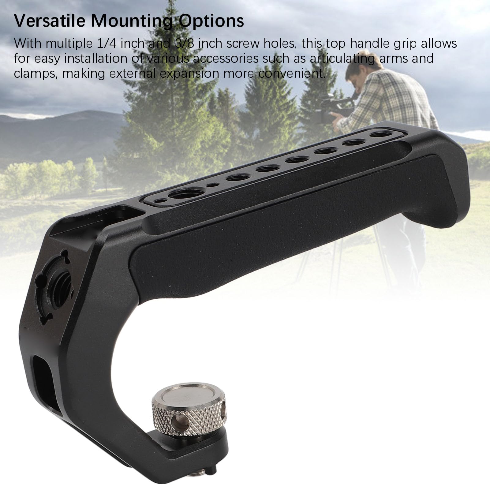 Poignée De Cage De Caméra, Poignée Supérieure Universelle De 3,94 Pouces, Poignée Latérale Avec Trou Fileté De 1/4 3/8 Et Support De Chaussure