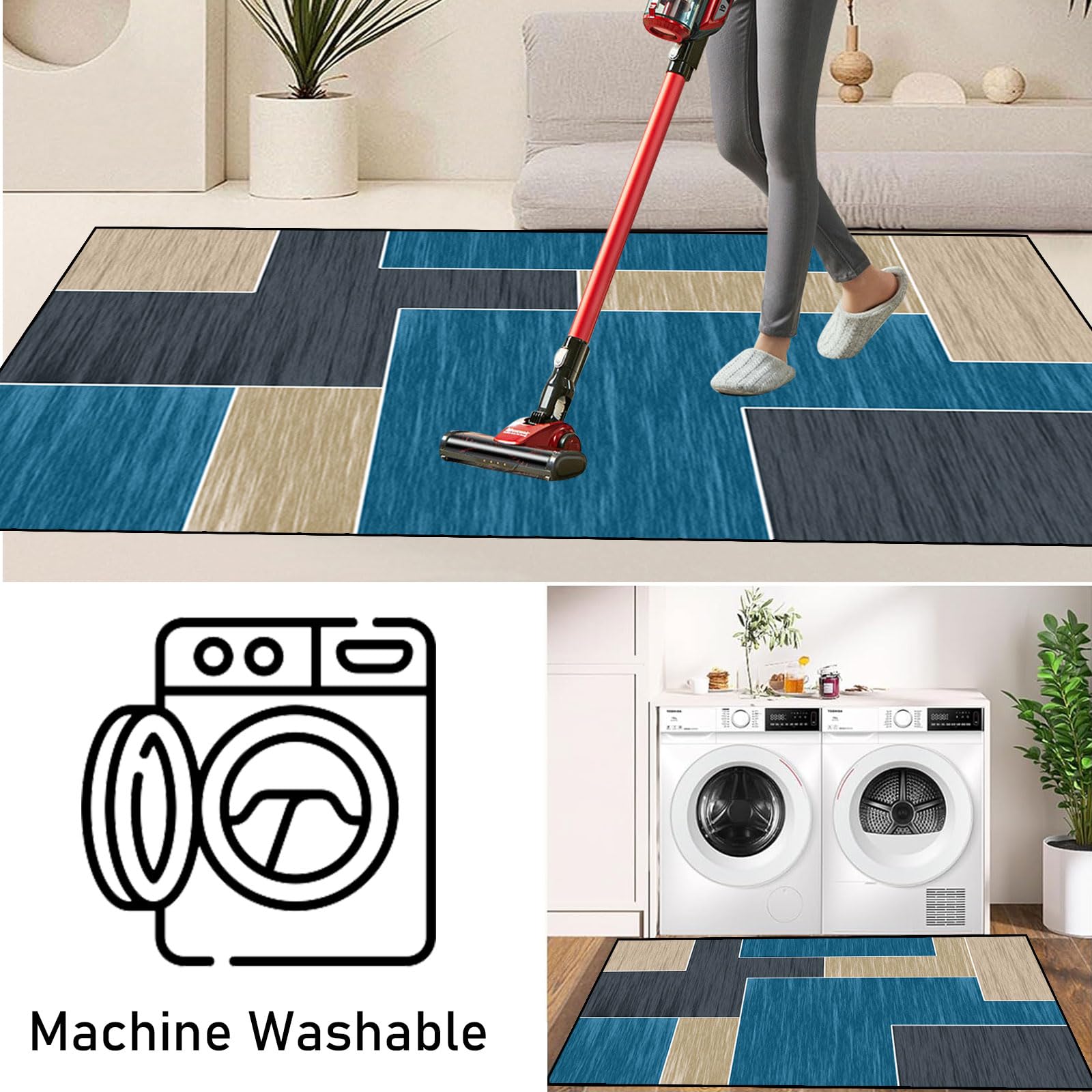 Tappeto Passatoia Cucina 90 x 150 cm Lavabile Antiscivolo Moderno Tappeto a Passatoia Resistente Facile da Pulire per Corridoio Soggiorno Lavanderia, C