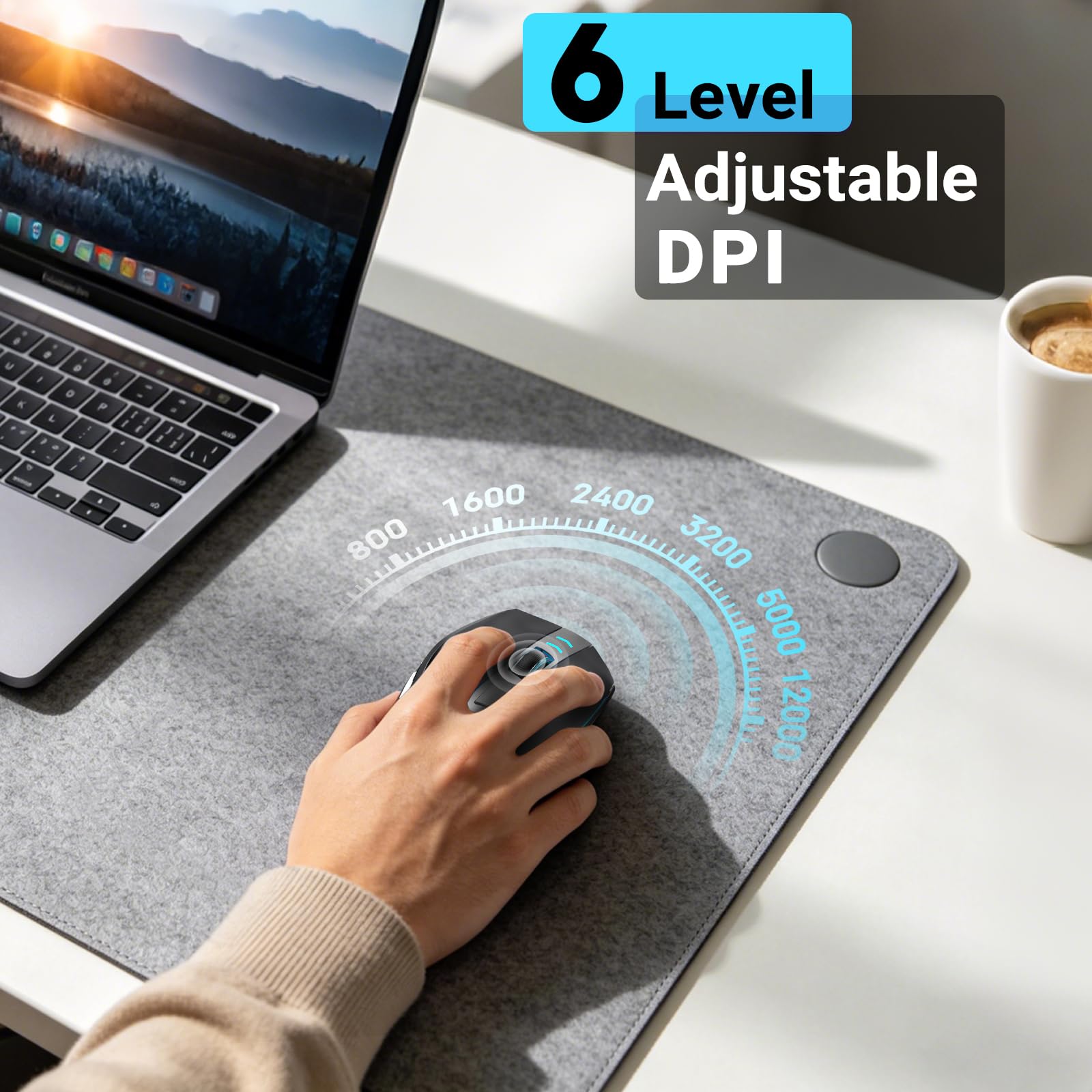 GAMCATZ Ratón inalámbrico para juegos, mouse ergonómico RGB de 12500 DPI con conectividad de tres modos (Bluetooth 5.1/2.4G/cable), ratones recargables USB-C para computadora, Mac, iPad, laptop y PC