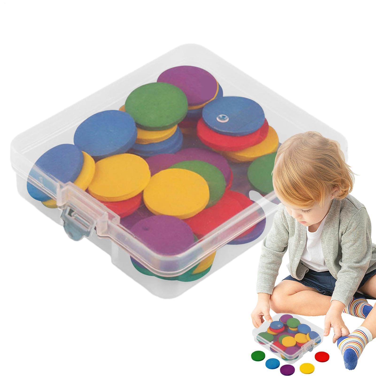 Wooden Counting Discs - 50-Piece Round Math Manipulative in Classroom, Bingo Tokens with Smooth for Addition, Subtraction and Number Sorting | Teacher Approved Teaching Tools for S