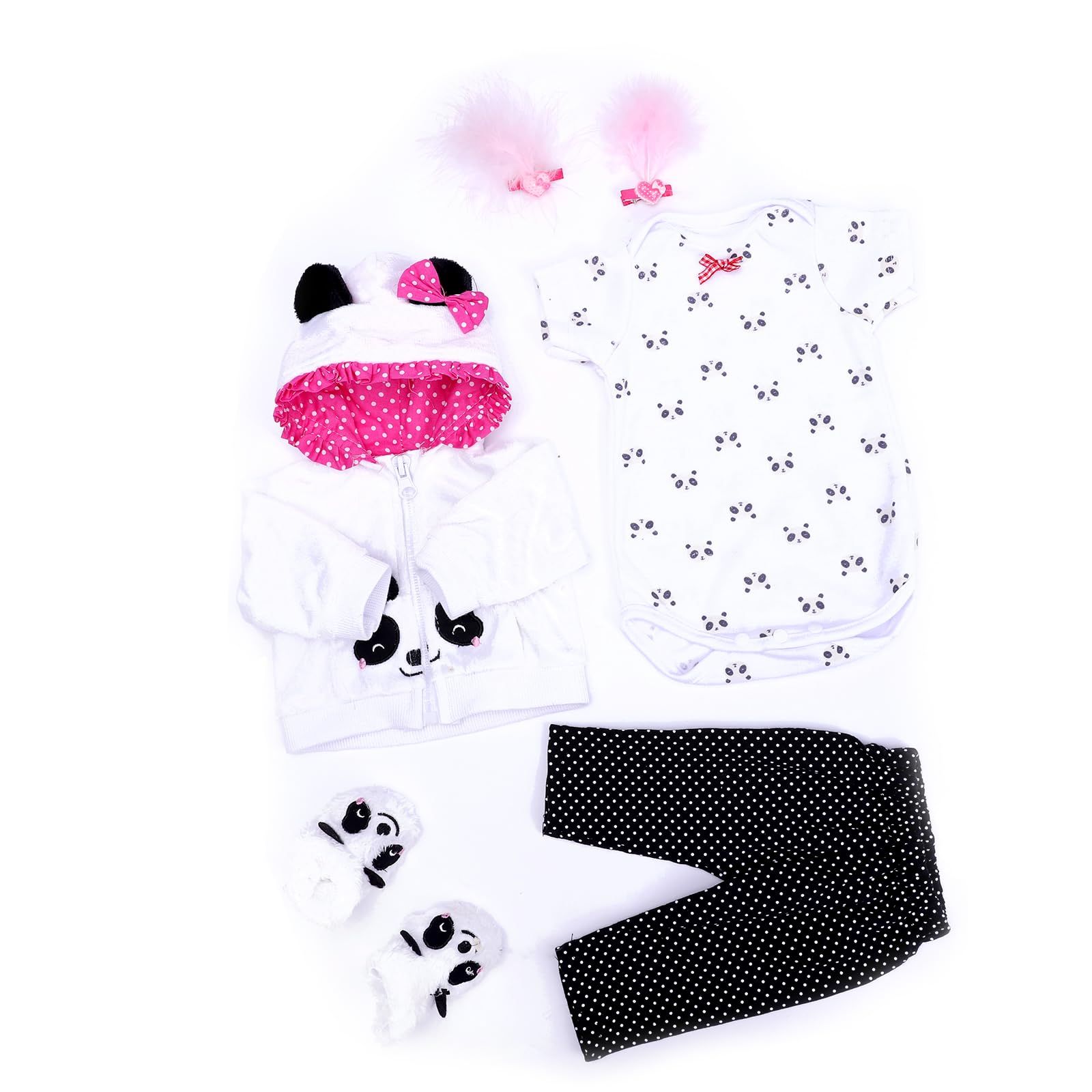 ZIYIUI Vestiti per Bambole per New Born Baby Doll, Cotone con Cappello per 18 "-22" Carino Vestiti Bambolotti (45-55 cm) (Panda bianco)